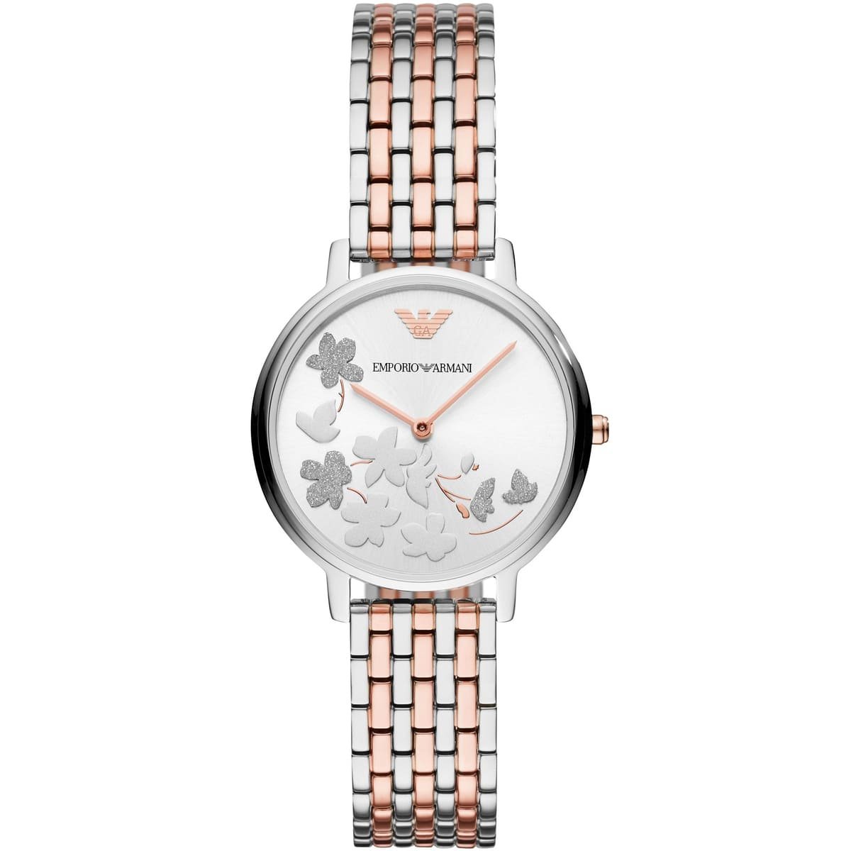 ar11113-emporio-armani-watch-women-silver-dial-stainless-steel-metal-rose-gold-two-tone-strap-quartz-analog-two-hand-flower-kappa-2 ساعة امبوريو ارماني Kappa Two Tone Stainless Steel Bracelet