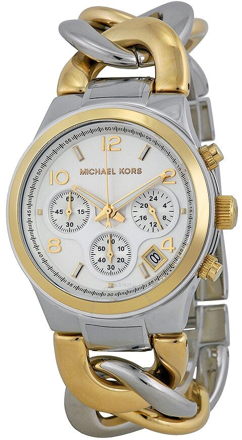 ساعة مايكل كورس Twist Chain Chronograph White Dial ساعة مايكل كورس Twist Chain Chronograph White Dial