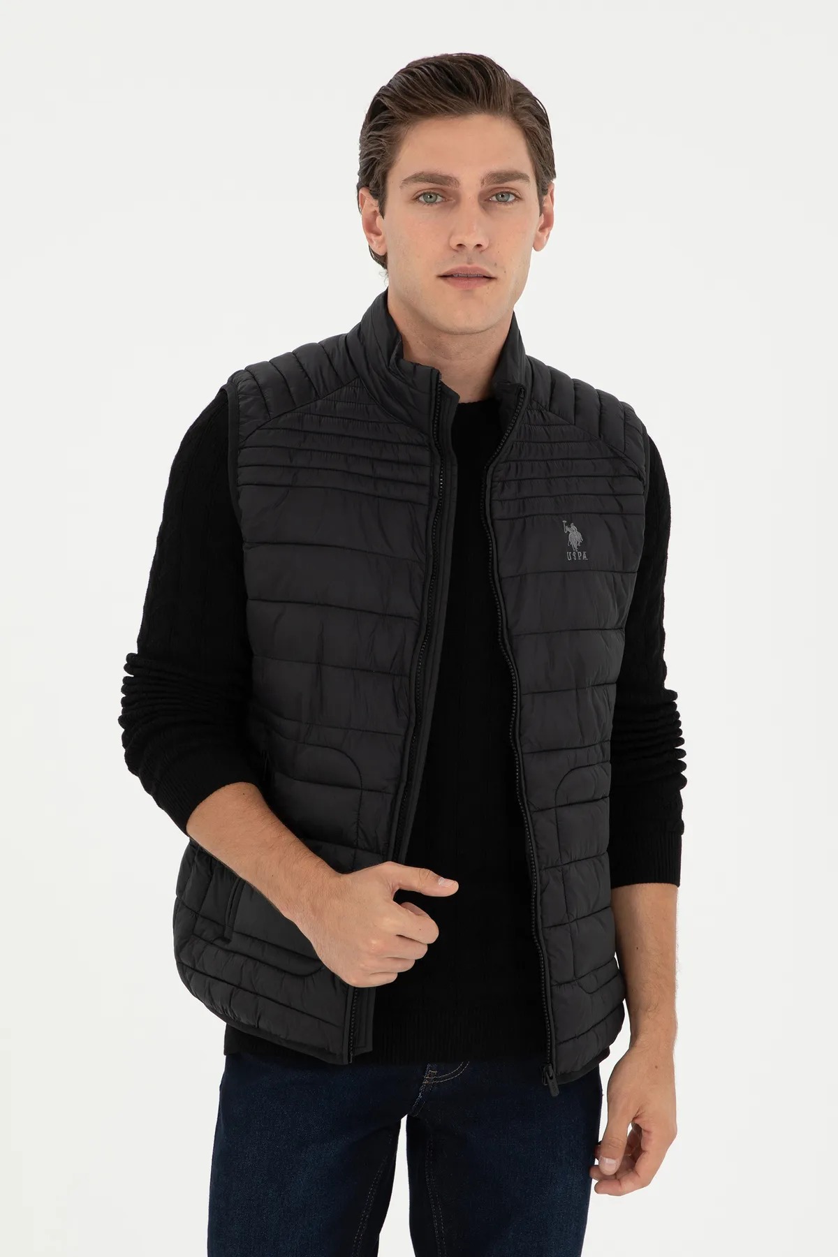 main-0-U.S. Polo Assn. سترة رجالية سوداء 50293295 -VR046