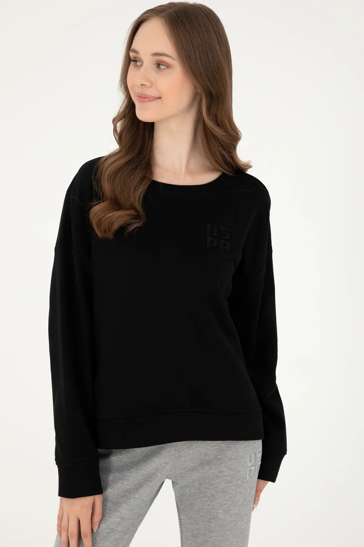 main-2-U.S. Polo Assn. سويت شيرت نسائي أسود برقبة دائرية 50296919 -vr046
