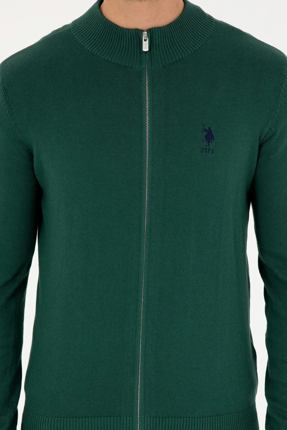 main-5-U.S. Polo Assn. Men's Dark Green Basic Knitwear Cardigan 50293526 -Vr079