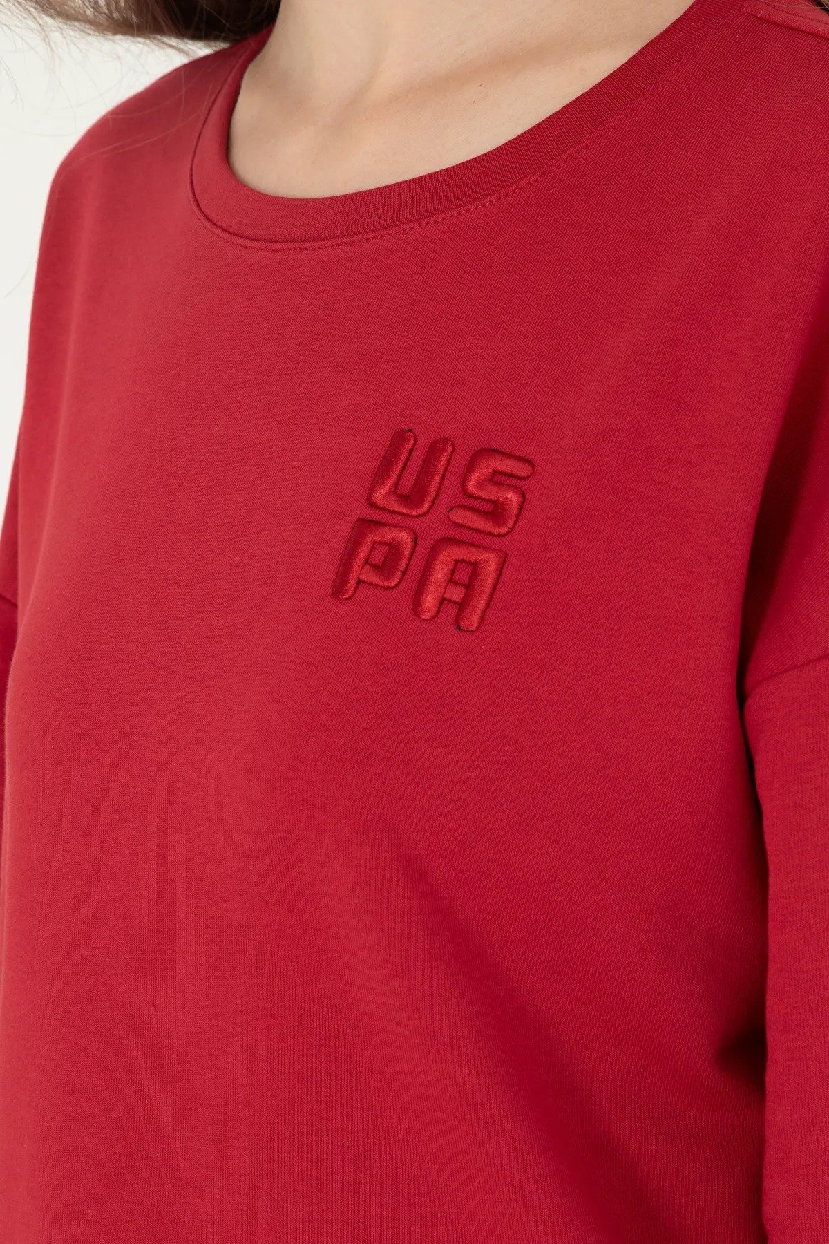 main-6-U.S. Polo Assn. سويت شيرت نسائي ذو رقبة دائرية باللون الأحمر 50296919 -vr030