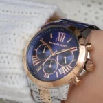 mk6389-michael-kors-watch-women-blue-dial-metal-stainless-steel-silver-rose-gold-two-tone-strap-quartz-battery-analog-chronograph-bradshaw.webp