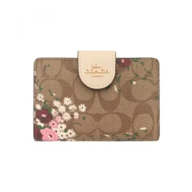 Coach Medium Corner Zip Wallet in Signature Canvas Floral