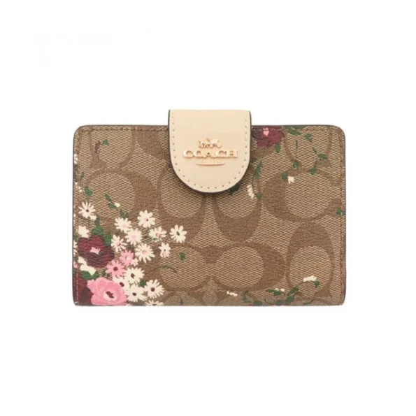 Coach Medium Corner Zip Wallet in Signature Canvas Floral