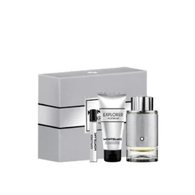 عطر مونت بلانك إكسبلورر بلاتينوم – للرجال – أو دو بارفان – مجموعة 100 مل + 7.5 مل + جل استحمام 100 مل
