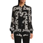 قميص دكني DKNY Printed Chiffon Button Front Shirt in Chattanooga, TN