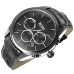 1513367-hugo-boss-watch-men-black-dial-leather-strap-quartz-battery-analog-chronograph-onyx