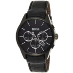 1513367-hugo-boss-watch-men-black-dial-leather-strap-quartz-battery-analog-chronograph-onyx