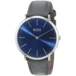 1513539-hugo-boss-watch-men-blue-dial-leather-gray-strap-quartz-battery-analog-three-hand-horizon