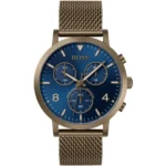 1513693-hugo-boss-watch-chronograph-men-blue-dial-metal-stainless-brown-mesh-strap-quartz-battery-analog-spirit