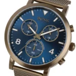 1513693-hugo-boss-watch-chronograph-men-blue-dial-metal-stainless-brown-mesh-strap-quartz-battery-analog-spirit