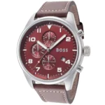 1513988-hugo-boss-watch-men-red-dial-leather-brown-strap-quartz-battery-analog-chronograph-view