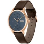 1514103-hugo-boss-watch-men-blue-dial-leather-brown-strap-quartz-battery-analog-three-hand-tyler