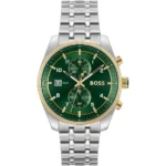 1514195-hugo-boss-watch-5bar-men-green-dial-stainless-steel-metal-silver-strap-quartz-battery-analog-chronograph-skytraveler