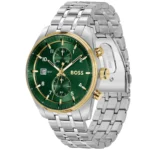 1514195-hugo-boss-watch-5bar-men-green-dial-stainless-steel-metal-silver-strap-quartz-battery-analog-chronograph-skytraveler