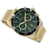 1792093-tommy-hilfiger-watch-dual-time-men-green-dial-mesh-metal-stainless-steel-gold-strap-quartz-battery-analog-jordan-4-outlet90-com