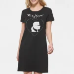 كارل لاجرفيلد تي شيرت rhinestone logo t-shirt dress
