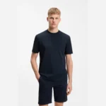 هوجو بوس تي شيرت BOSS Interlock-cotton T-shirt with embroidered logo