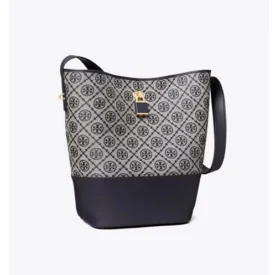 شنطة توري بورش T Monogram Lock Slim Bucket Bag